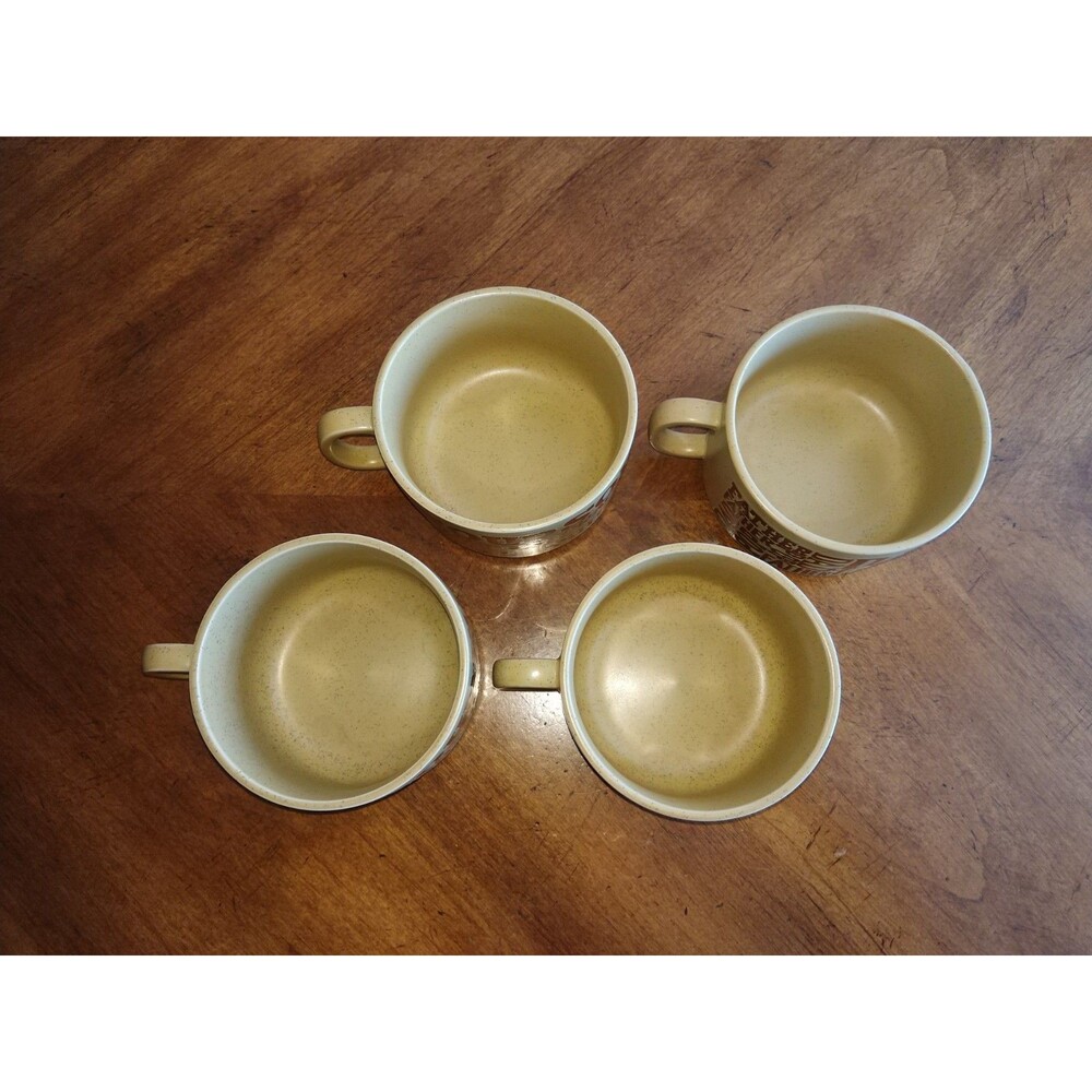 Lot 4x Vintage 1970’s Soup & Crackers Mom Dad Speckled Stoneware Mugs Japan Tan - Picture 11 of 15